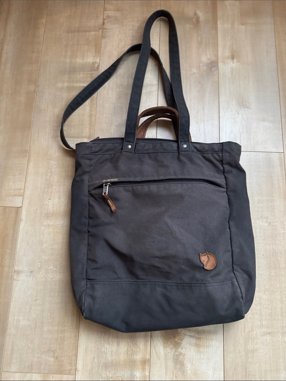 Fjallraven Brown Canvas Tote with Leather Accents